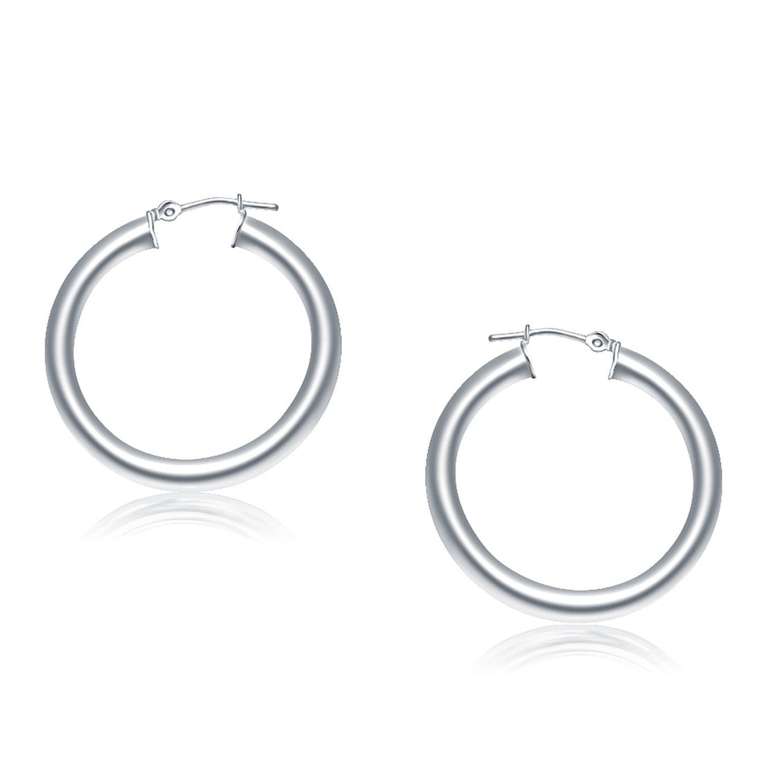 14k White Gold Polished Hoop Earrings (30 mm) by Bids.com