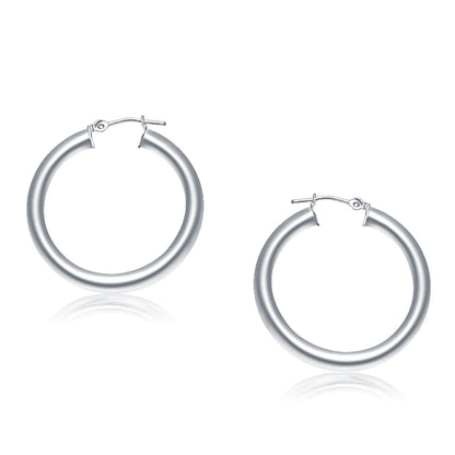 14k White Gold Polished Hoop Earrings (30 mm) by Bids.com