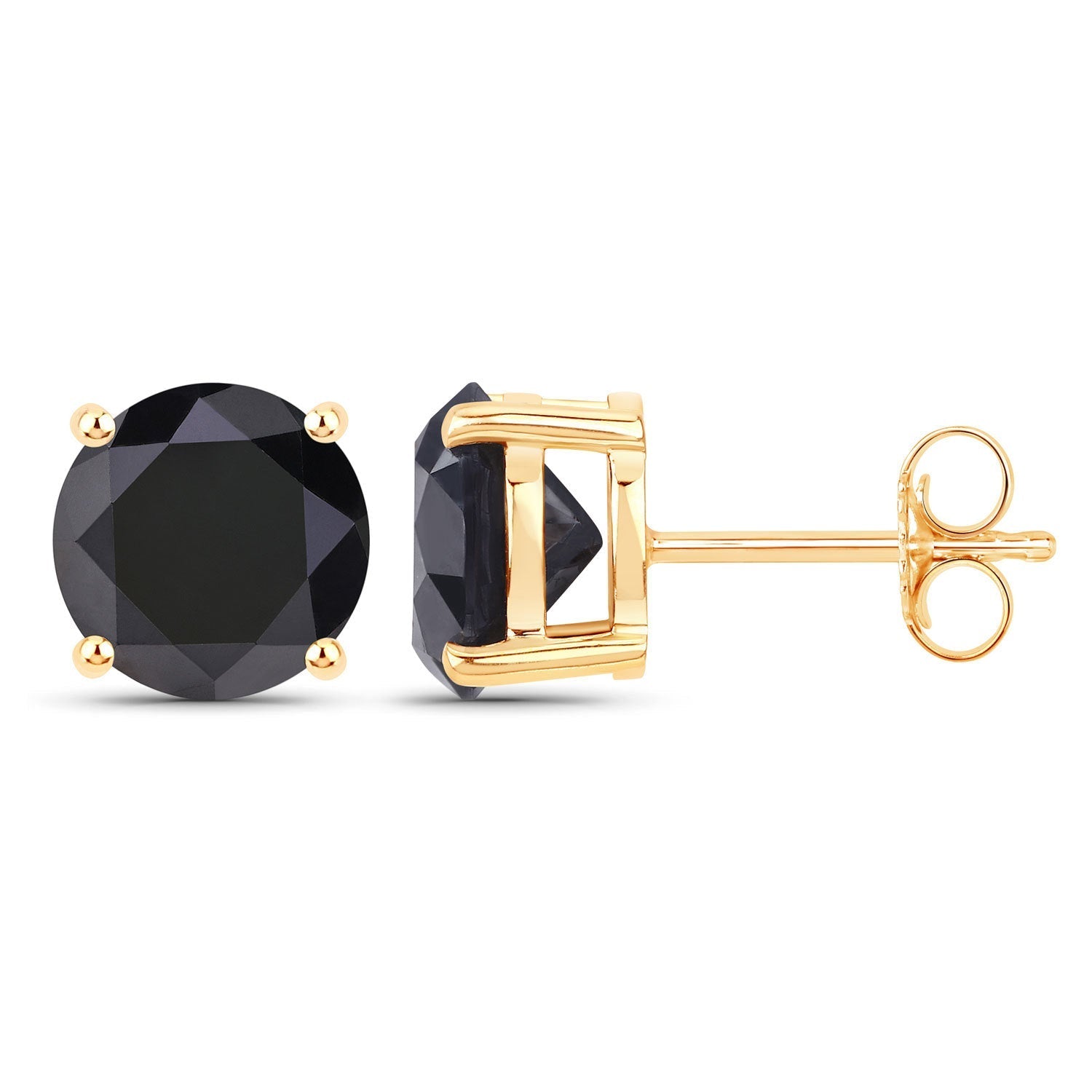 3.48 Carat Genuine Black Diamond 14K Yellow Gold Earrings  DestGlow