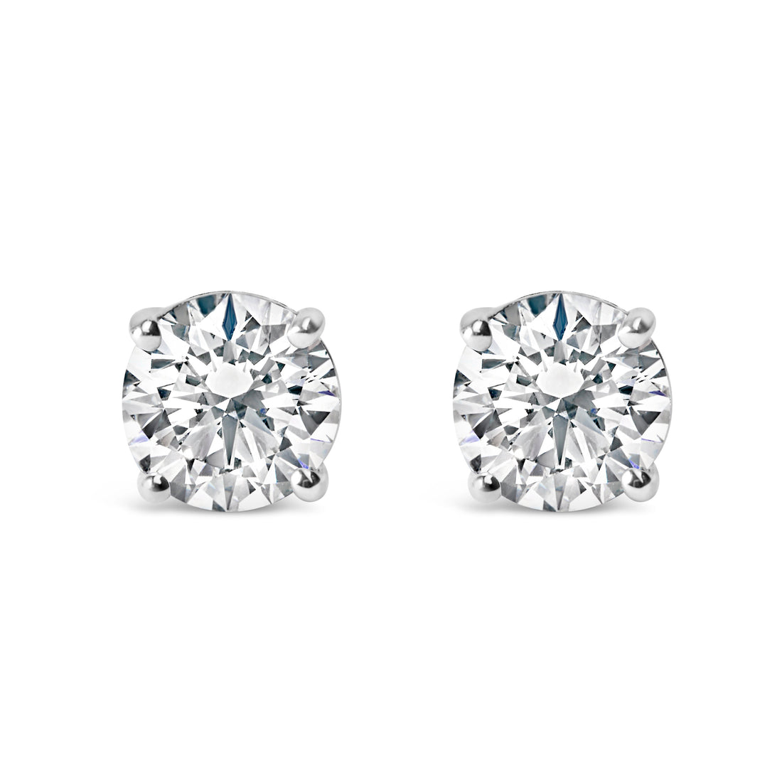 .925 Sterling Silver 1.0 Cttw Round Brilliant Cut Lab Grown Diamond 4-Prong Classic Solitaire Stud Earrings (F-G Color, VS2-SI1 Clarity) by Bids.com