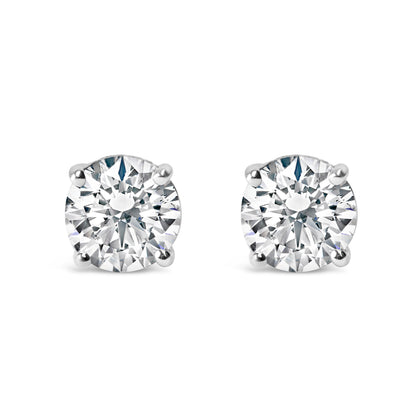 .925 Sterling Silver 1.0 Cttw Round Brilliant Cut Lab Grown Diamond 4-Prong Classic Solitaire Stud Earrings (F-G Color, VS2-SI1 Clarity) by Bids.com