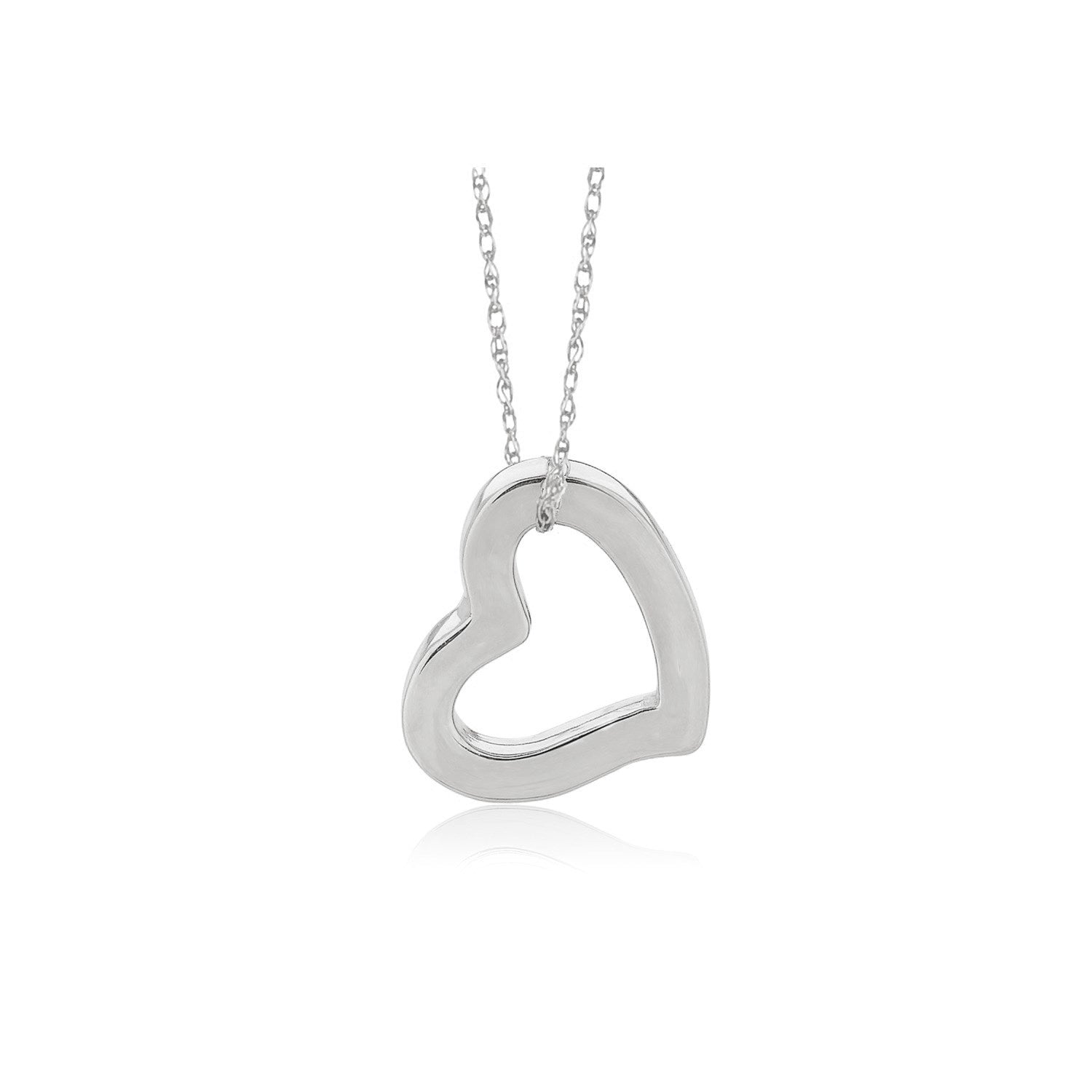 14k White Gold Heart Pendant  DestGlow