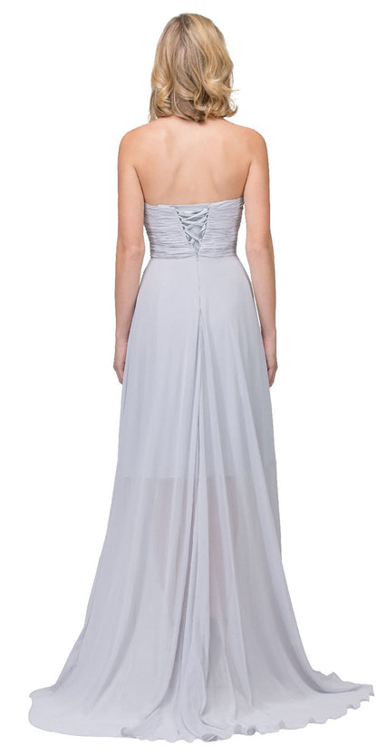CLEARANCE - High Low Strapless A Line Ruched Bodice Prom Dress (Size 2XL) by DiscountDressShop