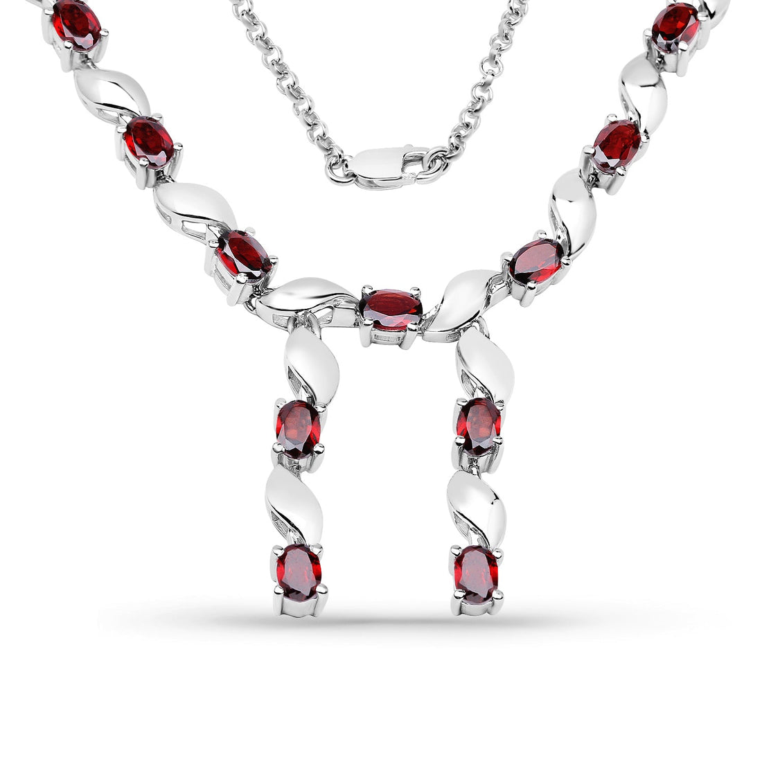 7.65 Carat Genuine Garnet .925 Sterling Silver Necklace by Bids.com