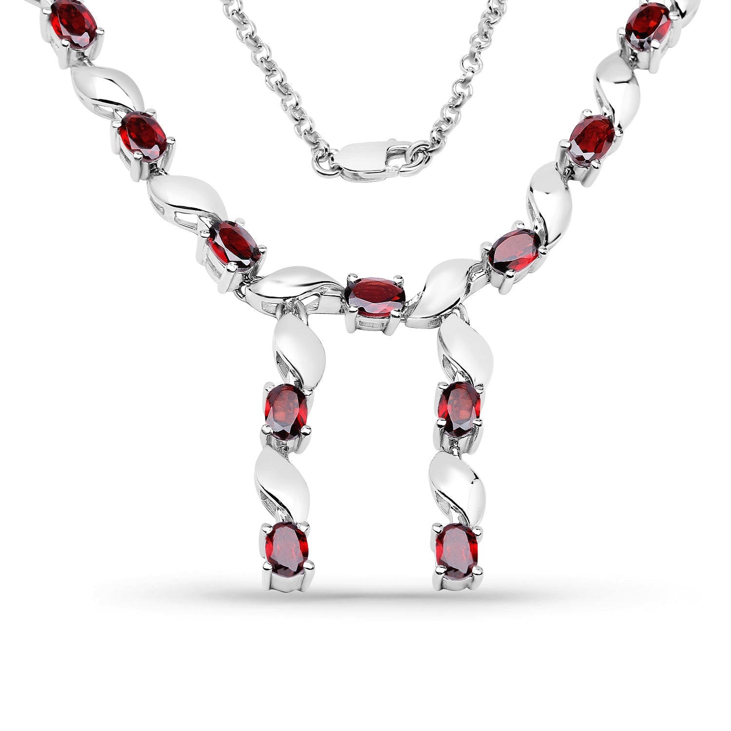 7.65 Carat Genuine Garnet .925 Sterling Silver Necklace by Bids.com