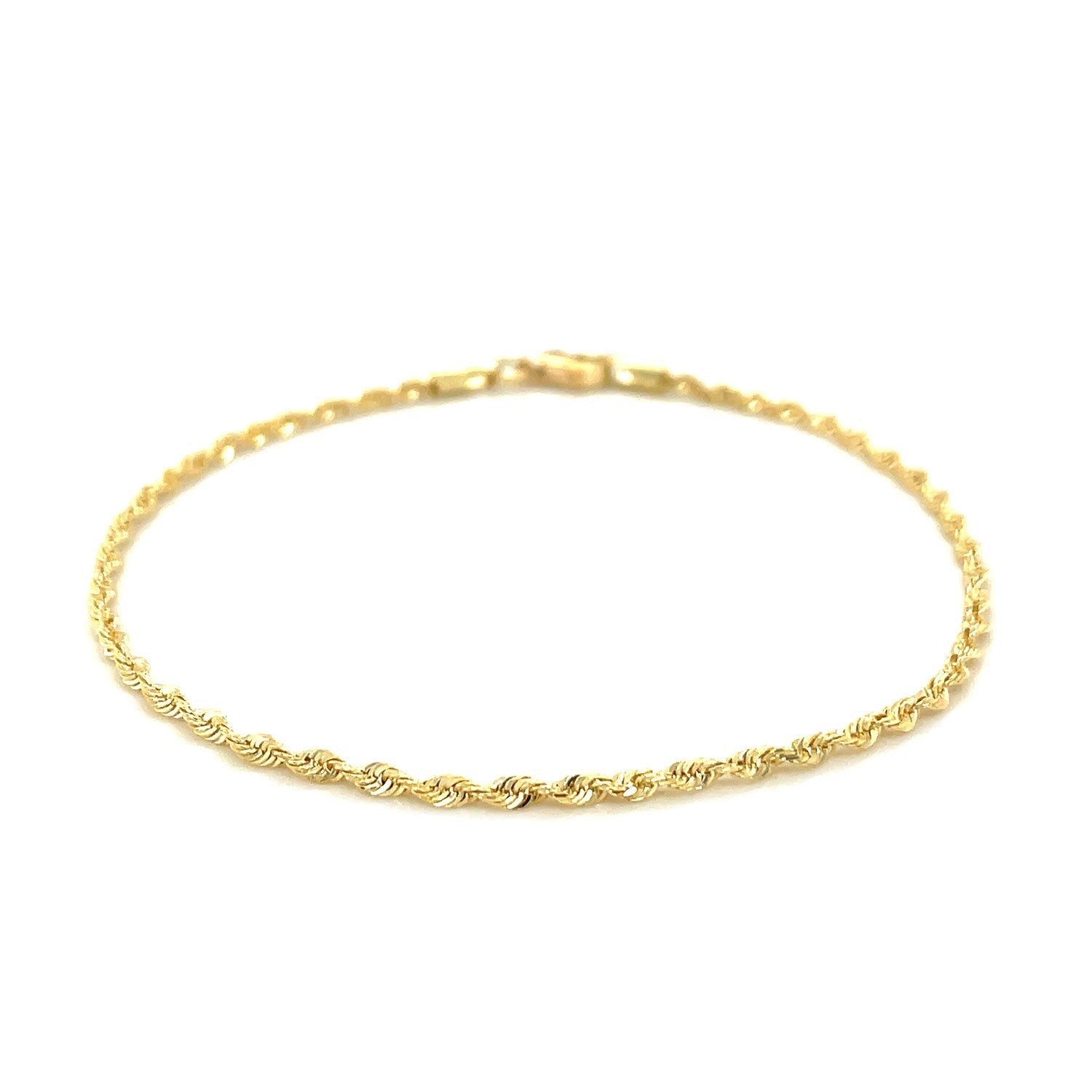2.0mm 10k Yellow Gold Solid Diamond Cut Rope Bracelet  DestGlow