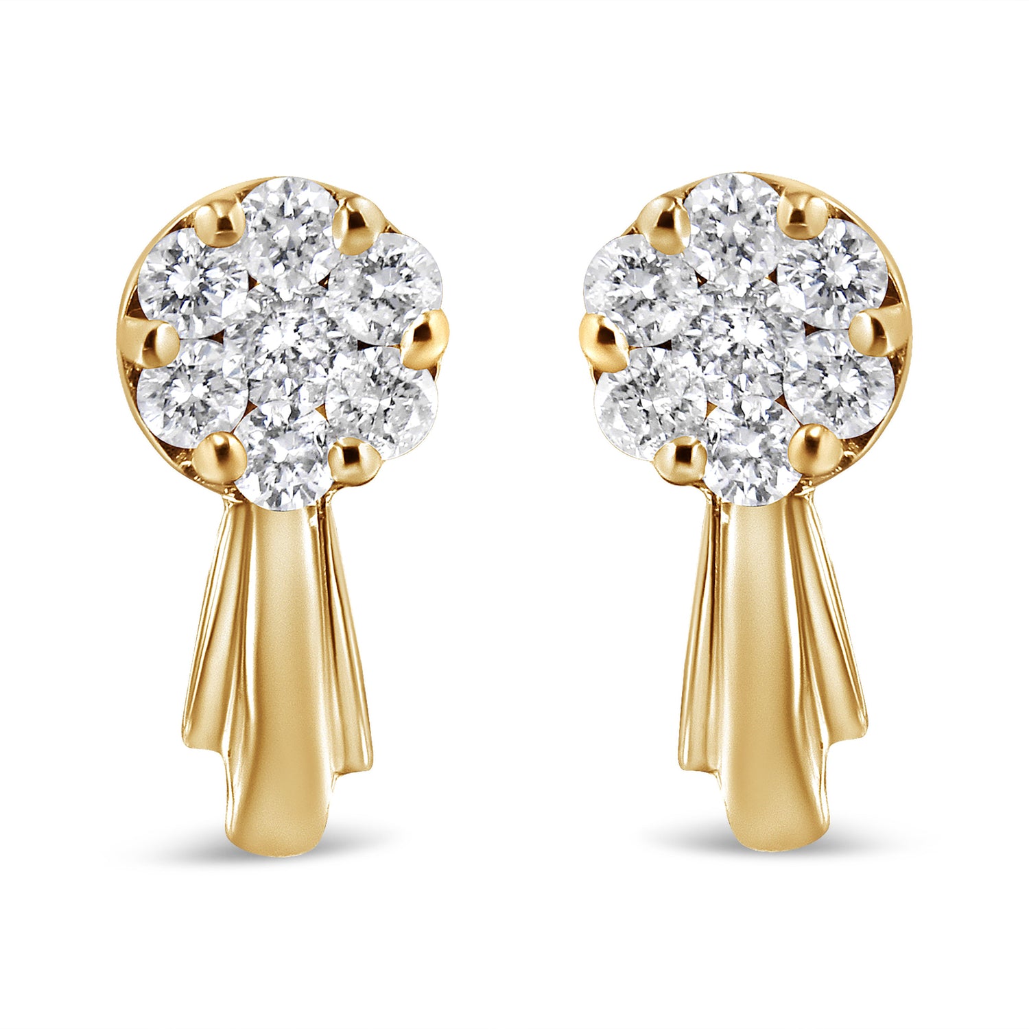 14K White Gold 3/4 Cttw Diamond Floral Cluster Drop and Dangle Stud Earrings (H-I Color, I1-I2 Clarity) by Bids.com