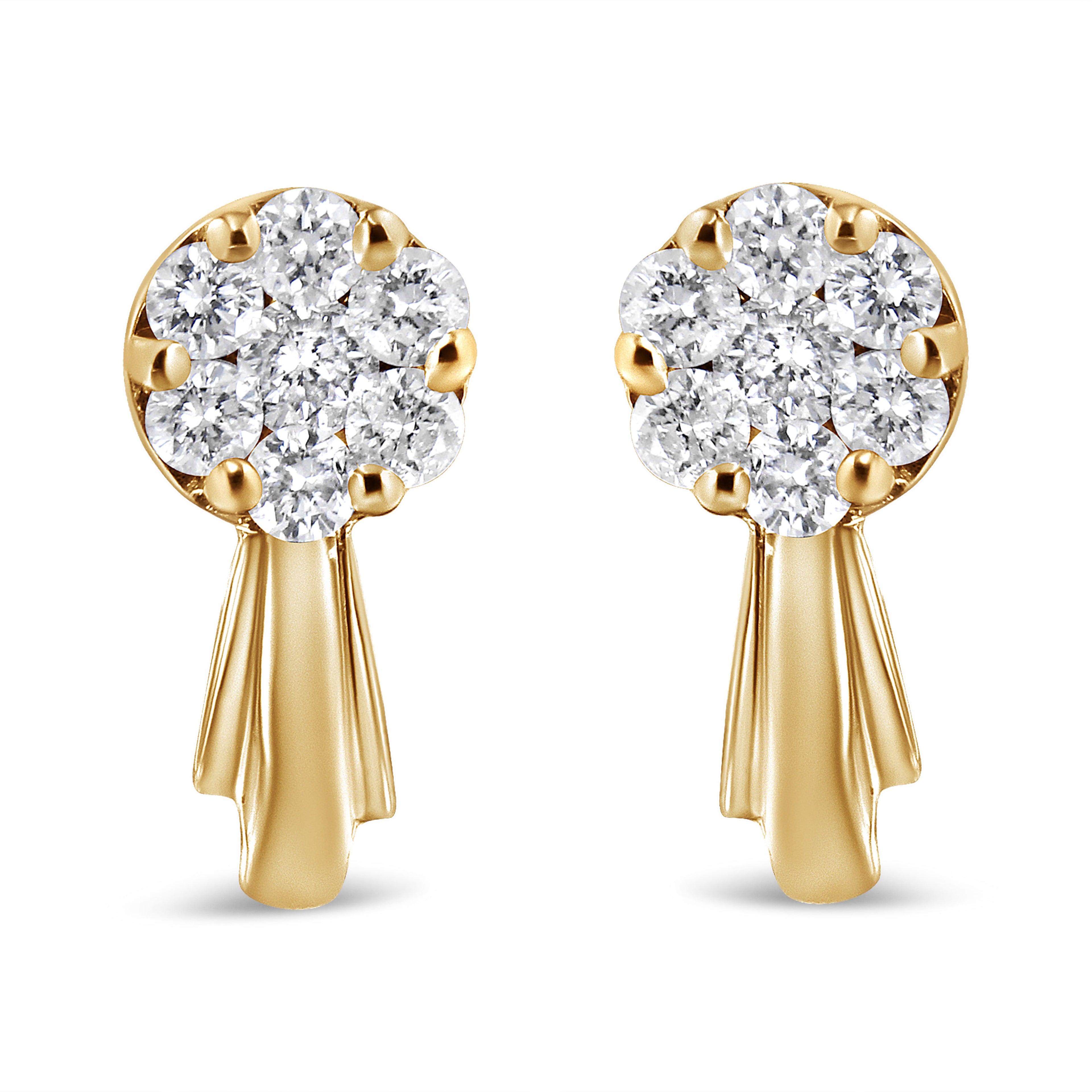 14K White Gold 3/4 Cttw Diamond Floral Cluster Drop and Dangle Stud Earrings (H-I Color, I1-I2 Clarity) by Bids.com