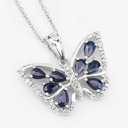 1.67 Carat Genuine Blue Sapphire and White Zircon .925 Sterling Silver Pendant by Bids.com