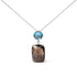 18K Rose and White Gold Diamond Accent and London Blue Topaz and Cushion Cut Smoky Quartz Gemstone Dangle Drop 18" Pendant Necklace (G-H Color, SI1-SI2 Clarity) by Bids.com