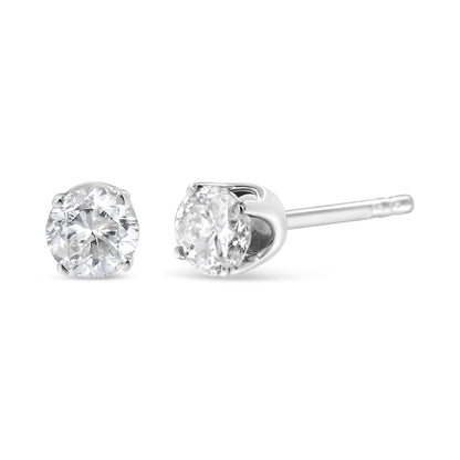 14K White Gold 1.0 Cttw 4-Prong Set Brilliant Round-Cut Solitaire Lab Grown Diamond Push Back Stud Earrings (E-F Color, VVS2-VS1 Clarity) by Bids.com