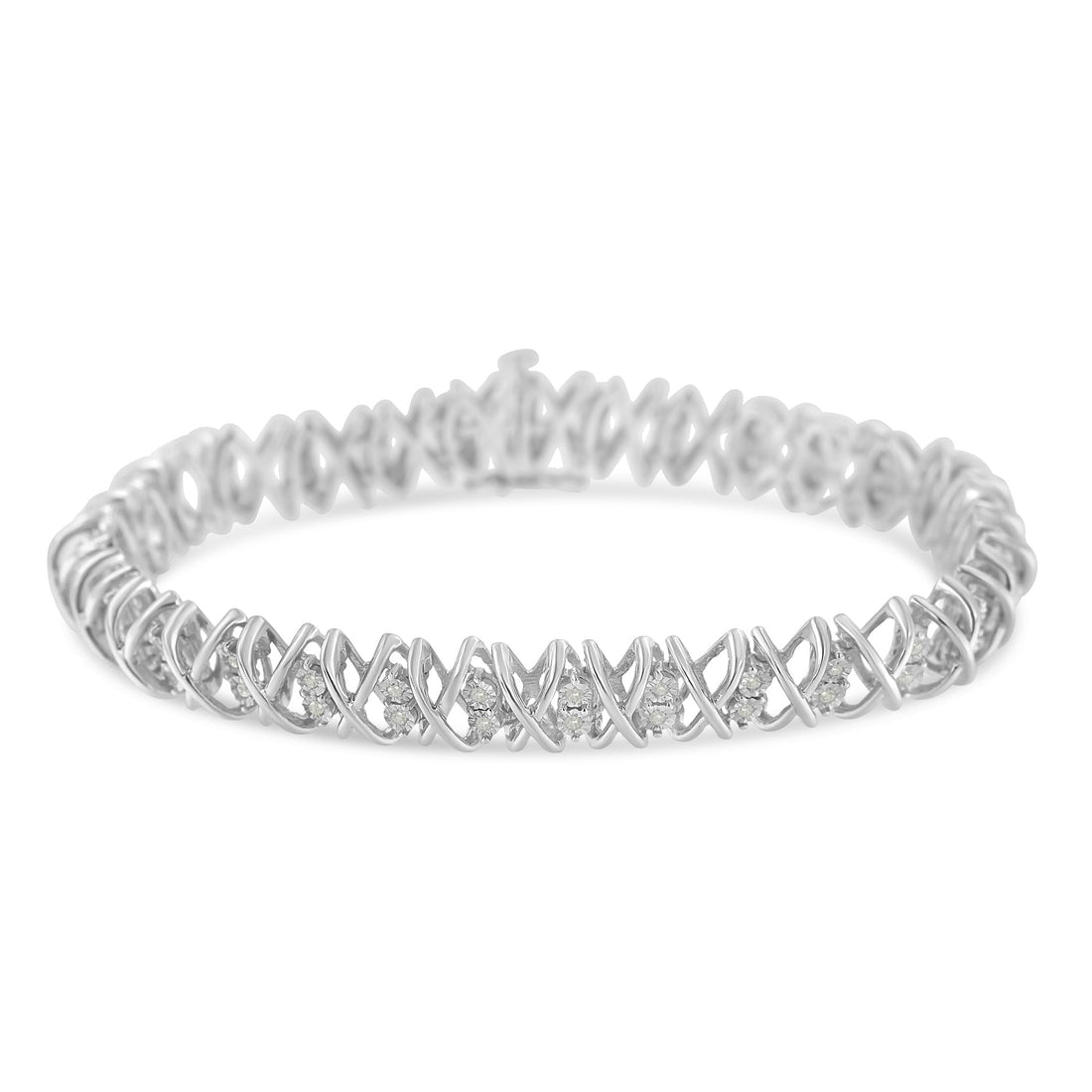 Sterling Silver rose-cut Diamond X-Link Bracelet (1 cttw, I-J Color, I2-I3 Clarity) by Bids.com