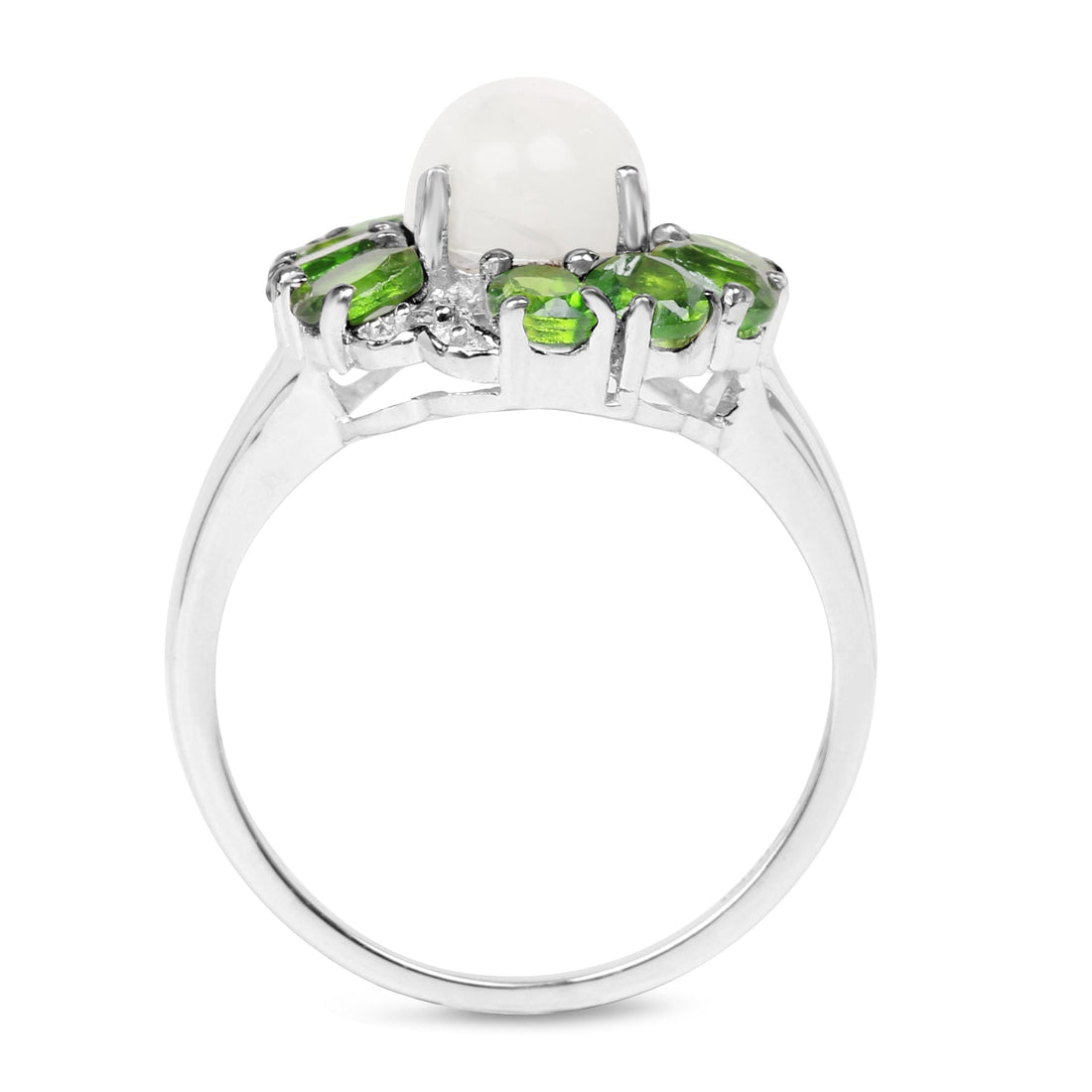 2.93 Carat Genuine Ethiopian Opal, Chrome Diopside &amp; White Topaz .925 Sterling Silver Ring by Bids.com