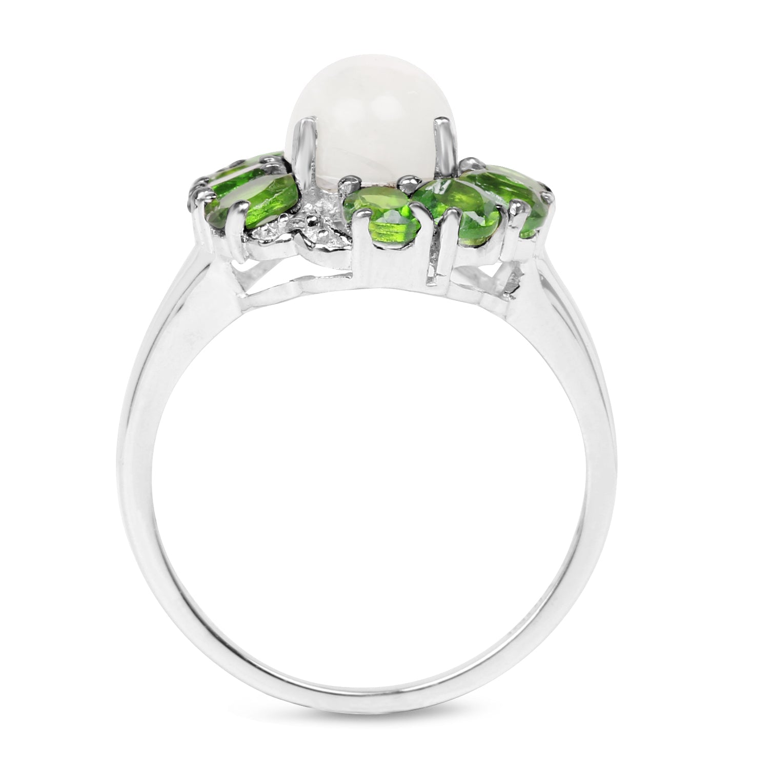 2.93 Carat Genuine Ethiopian Opal, Chrome Diopside &amp; White Topaz .925 Sterling Silver Ring by Bids.com