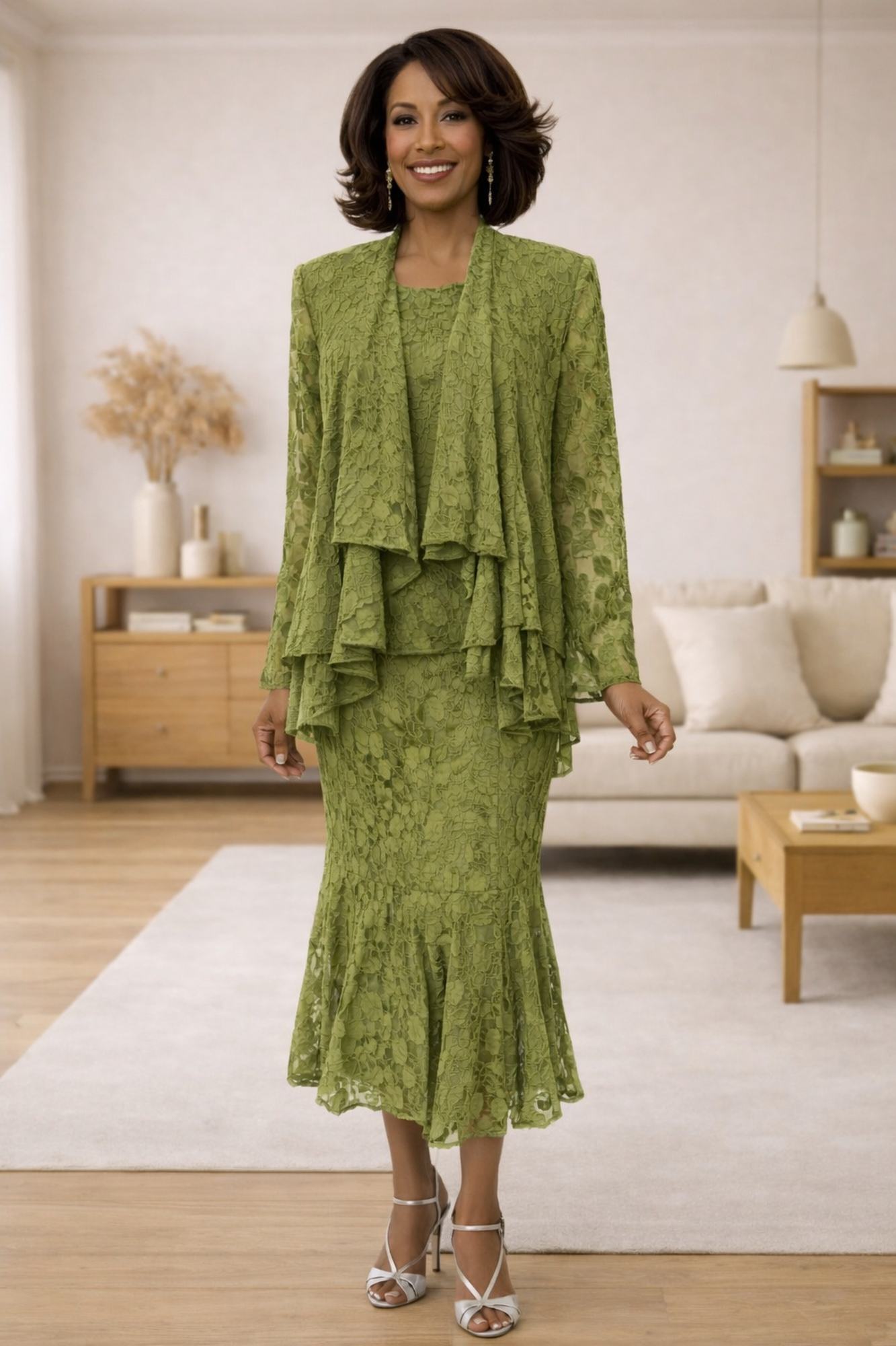 CLEARANCE - Hosanna 5608 Modest 3-Piece Set Olive Green Outfit(Size 5XL) by DiscountDressShop
