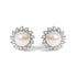 10K White Gold Heirloom-Style Pearl and Diamond Accent Halo Stud Earrings (I-J color, I1-I2 Clarity) by Bids.com