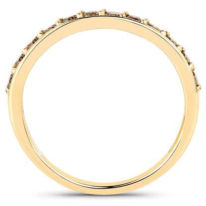 0.45 Carat Genuine Champagne Diamond 14K Yellow Gold Ring (I1-I2)  DestGlow