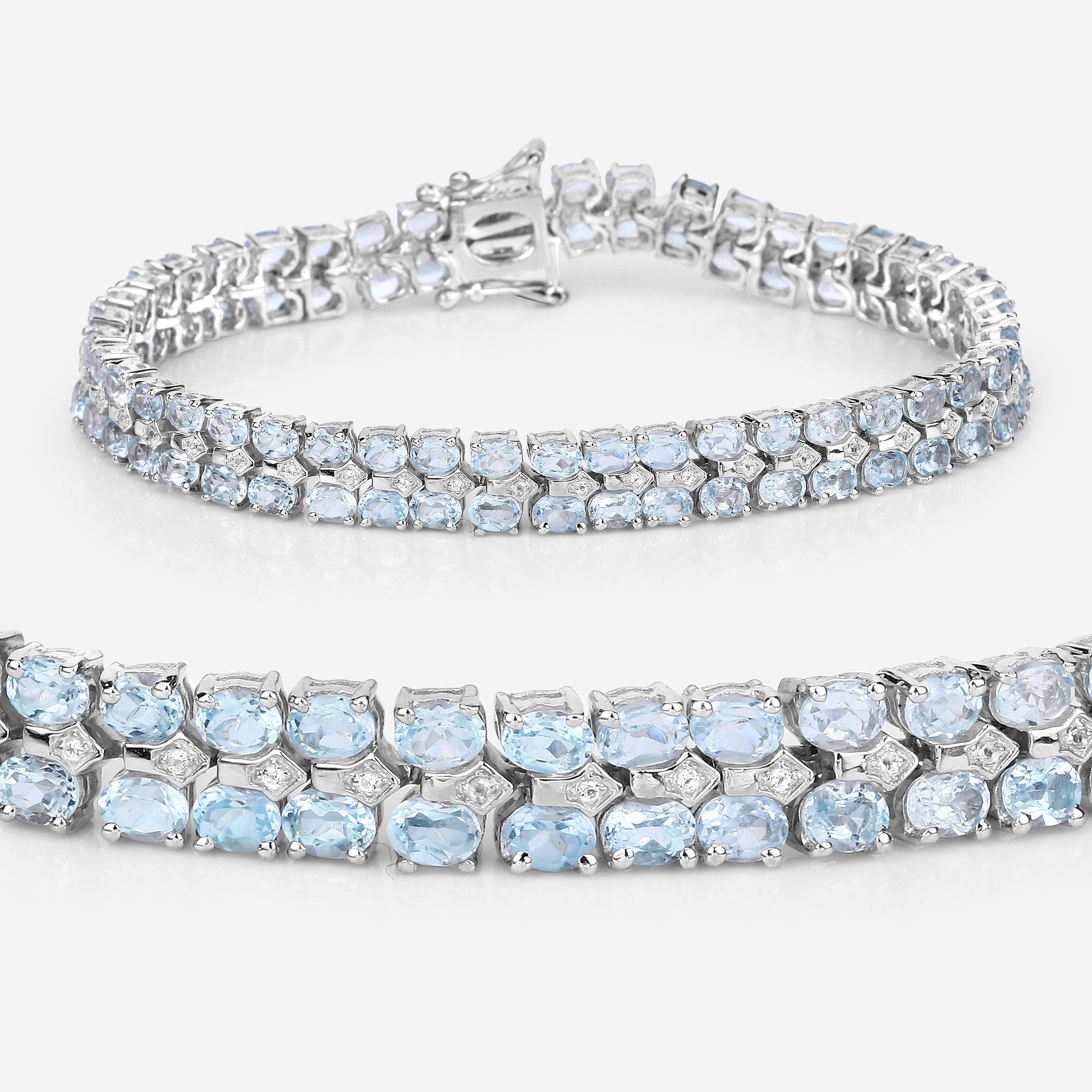 17.22 Carat Genuine Blue Topaz and White Diamond .925 Sterling Silver Bracelet by Bids.com