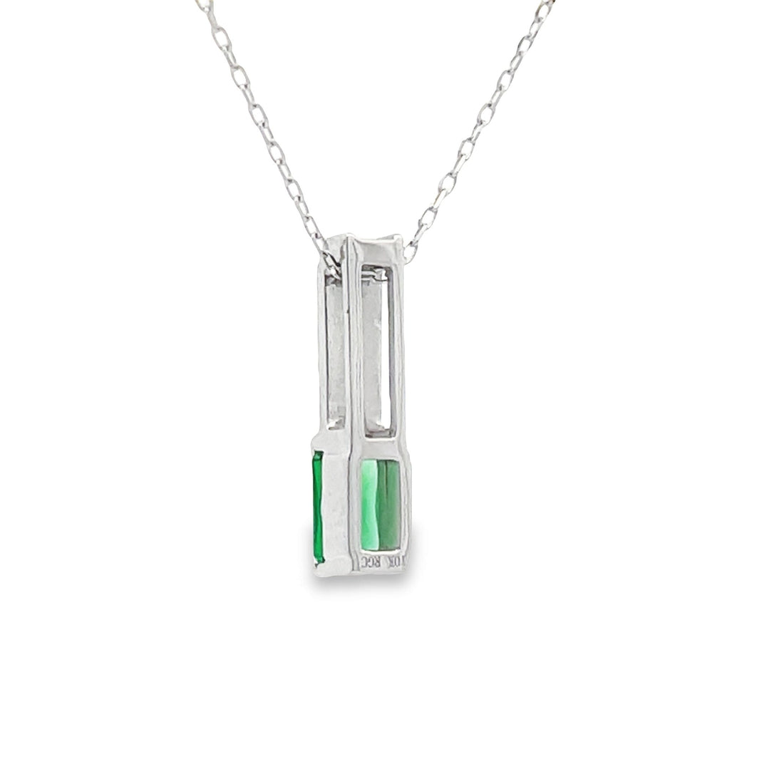 .06ct Created Emerald Fashion Pendants 10KT White Gold by Bids.com