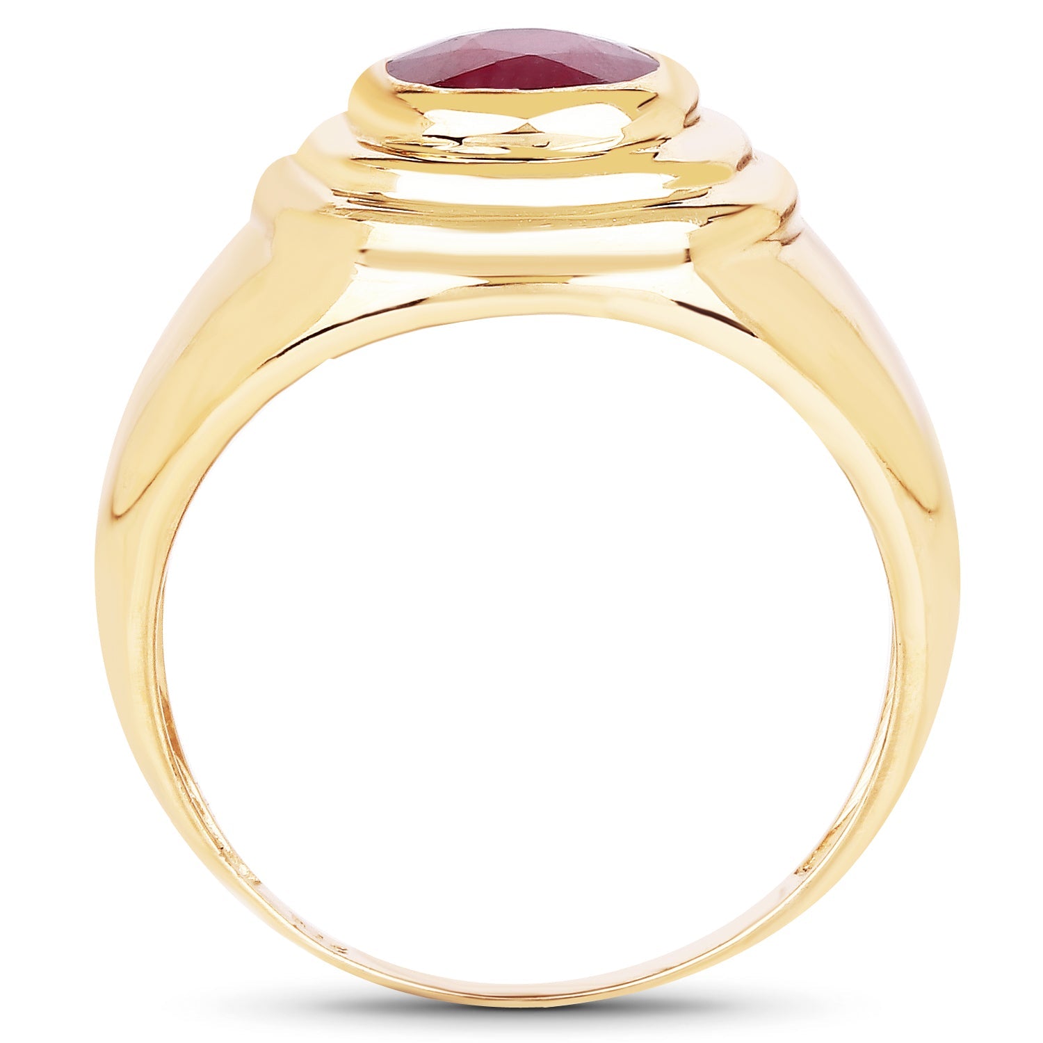 14K Yellow Gold Plated 1.65 Carat Genuine Glass Filled Ruby .925 Sterling Silver Ring by Bids.com