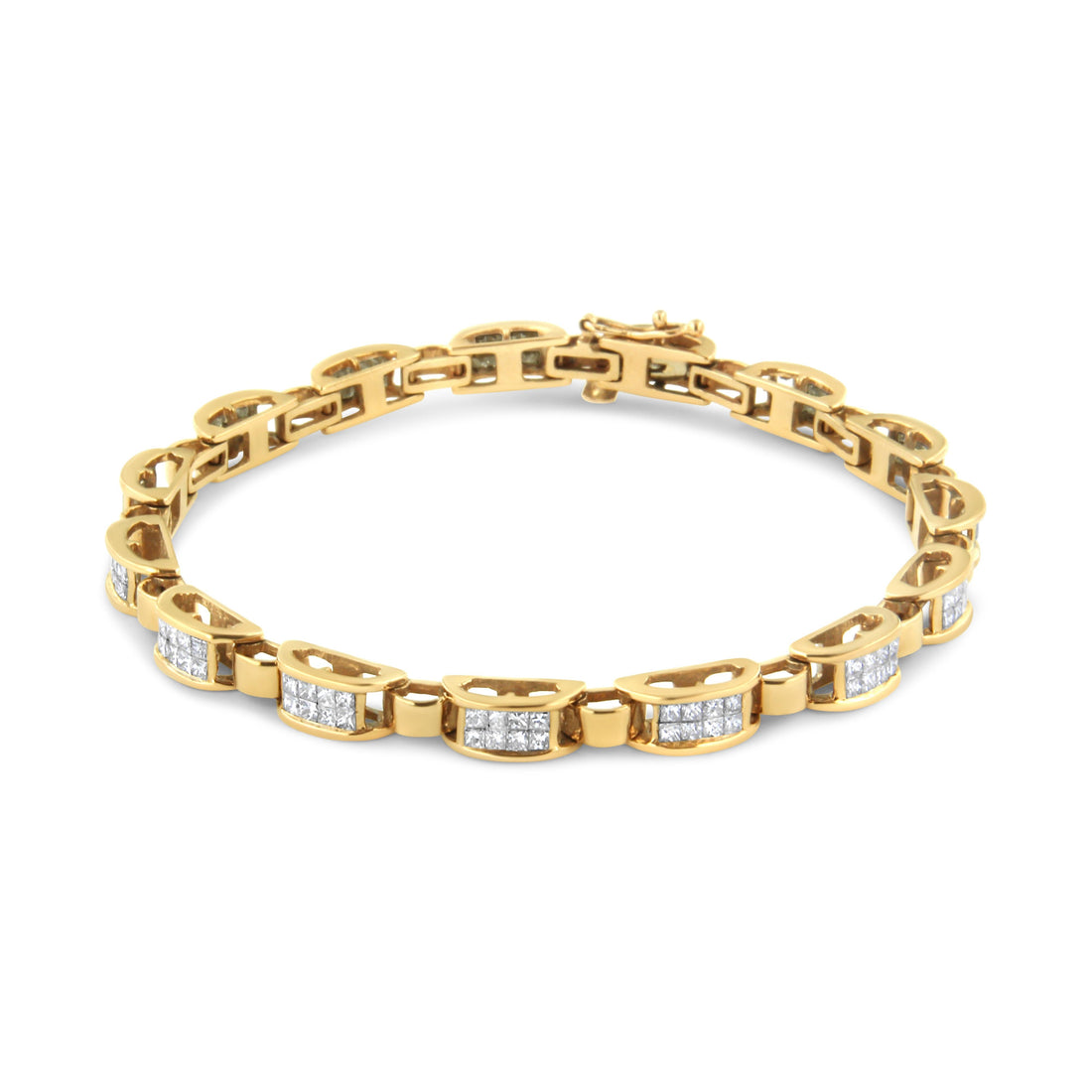 14K Yellow Gold 2 1/2 Cttw Princess-Cut Diamond Link Tennis Bracelet (H-I Color, SI2-I1 Clarity) - 7.25" by Bids.com