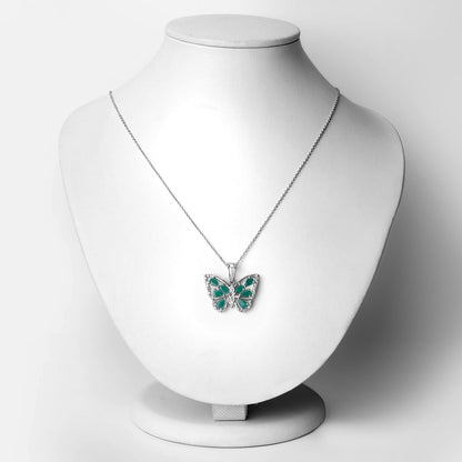 1.91 Carat Genuine Emerald and White Zircon .925 Sterling Silver Pendant  DestGlow