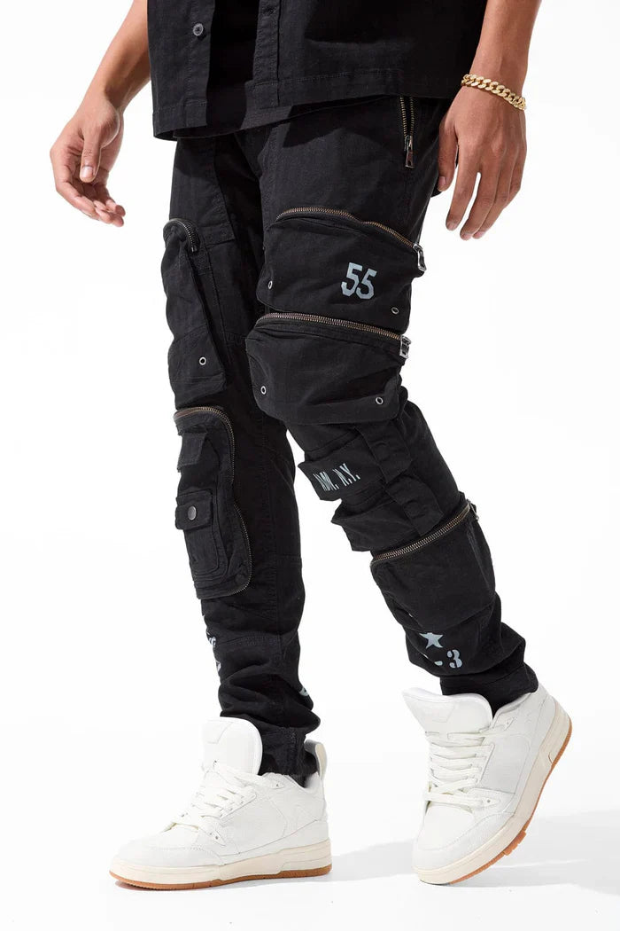 Jordan Craig Field Tech Slim Fit Cargo Pants - Black by Denim Exchange