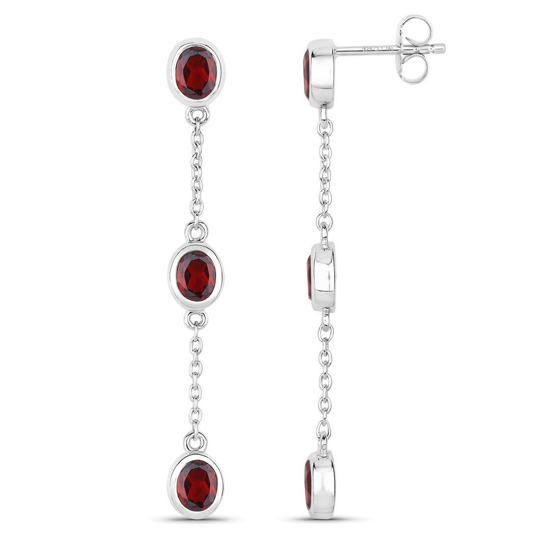 2.70 Carat Genuine Garnet .925 Sterling Silver Earrings by Bids.com
