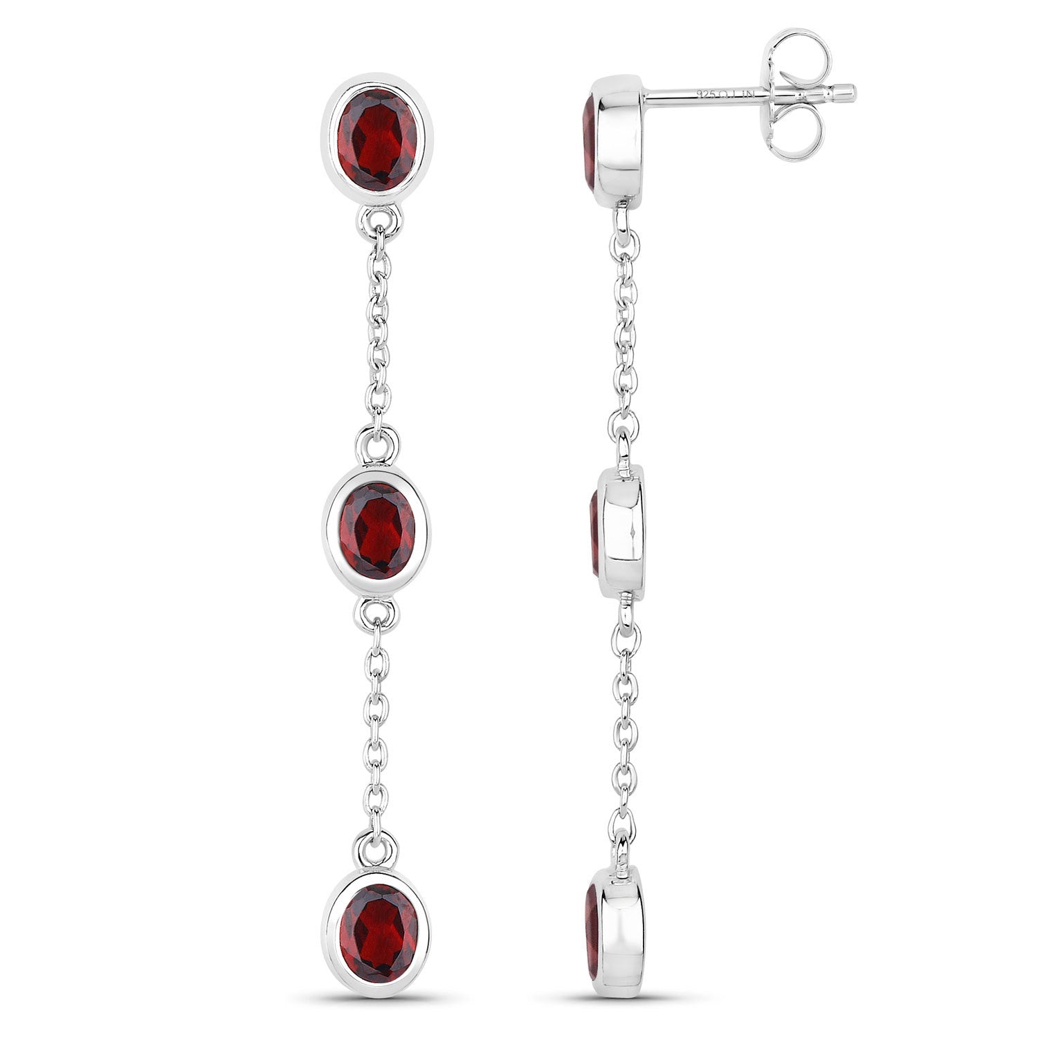 2.70 Carat Genuine Garnet .925 Sterling Silver Earrings by Bids.com