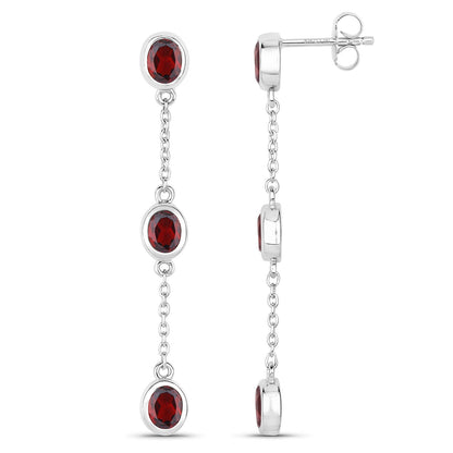 2.70 Carat Genuine Garnet .925 Sterling Silver Earrings by Bids.com