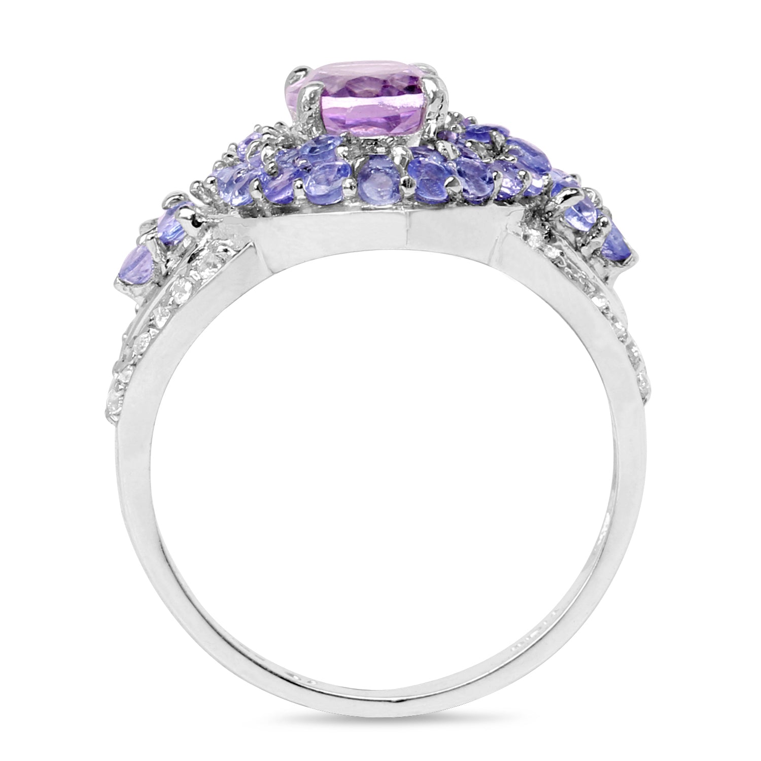 2.88 Carat Genuine Amethyst, Tanzanite &amp; White Topaz .925 Sterling Silver Ring by Bids.com