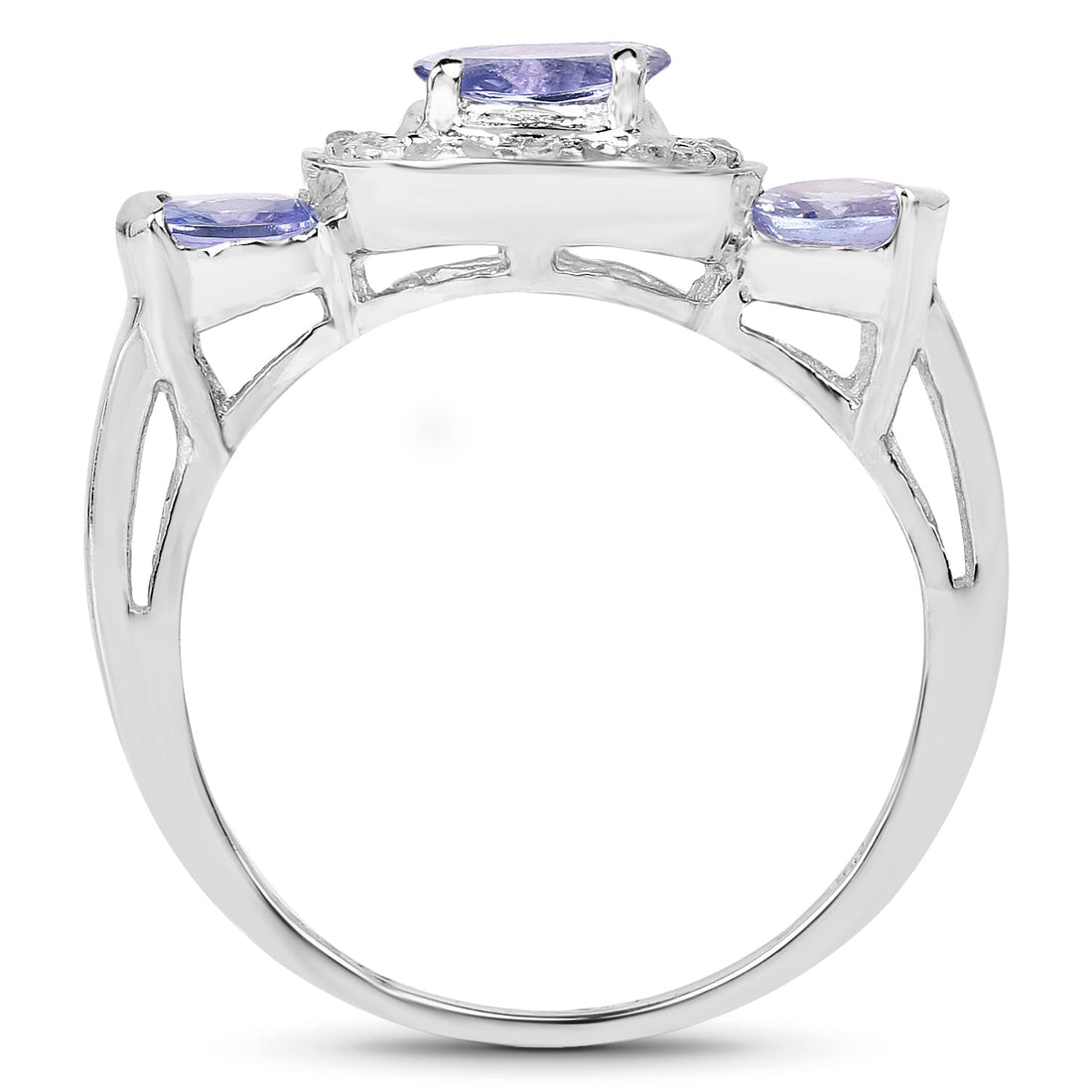 1.00 Carat Genuine Tanzanite and White Topaz .925 Sterling Silver Ring by Bids.com