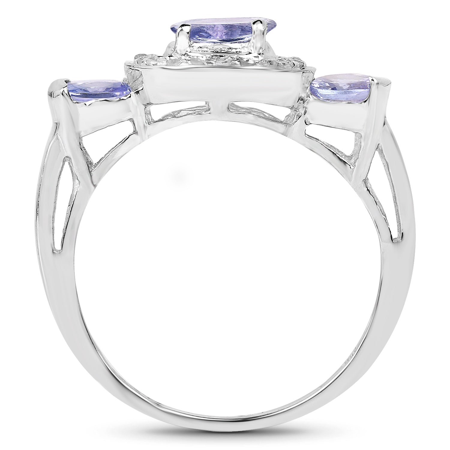 1.00 Carat Genuine Tanzanite and White Topaz .925 Sterling Silver Ring by Bids.com