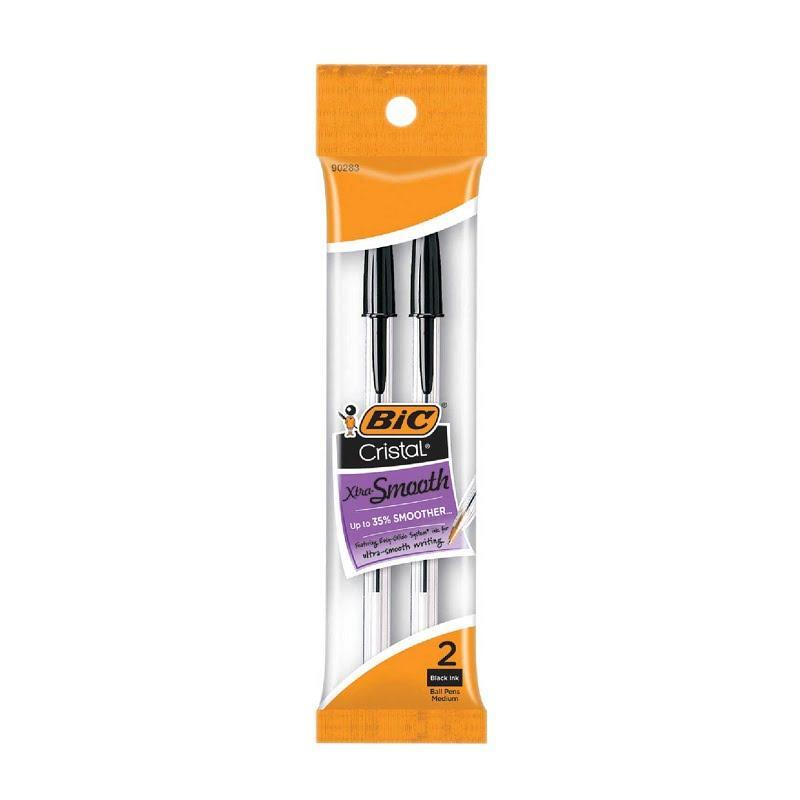 BIC Cristal Original Black Ballpoint Pens - 24 Count (12 Packs of 2) - Medium Point 