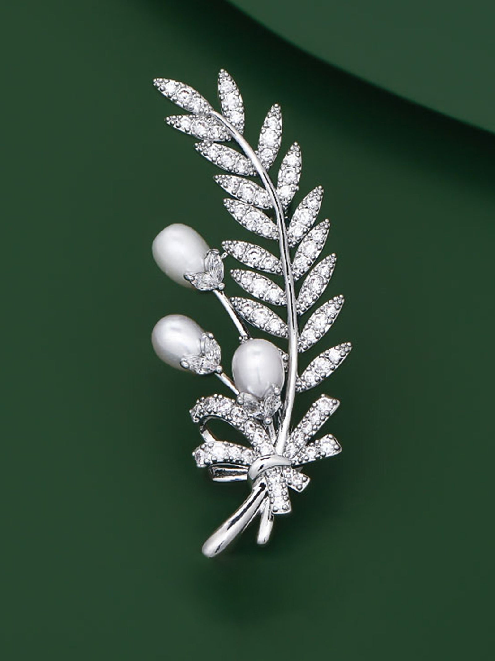 Freshwater Pearl &amp; Alloy Wheat Ear Brooch by LINTICO