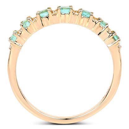 0.41 Carat Genuine Zambian Emerald and White Diamond 14K Yellow Gold Ring by Bids.com