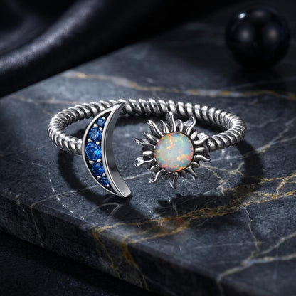 925 Sterling Silver Oxidized Silver Pavé Setting CZ Translucent Opal Ring by Bids.com