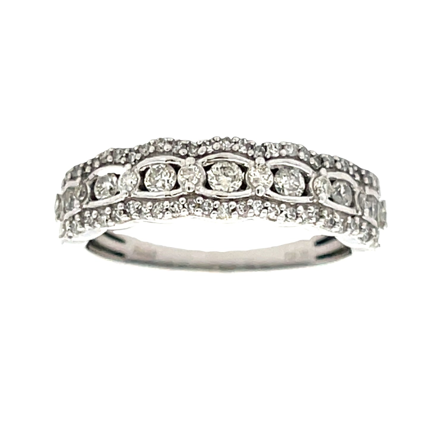 Natural .50ct Diamond Wedding Band Ring 14KT White Gold by Bids.com