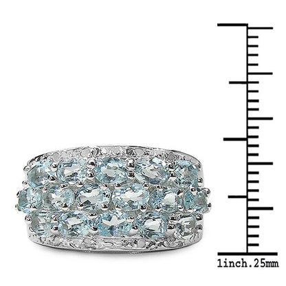 3.24 Carat Genuine Blue Topaz &amp; White Topaz .925 Sterling Silver Ring by Bids.com