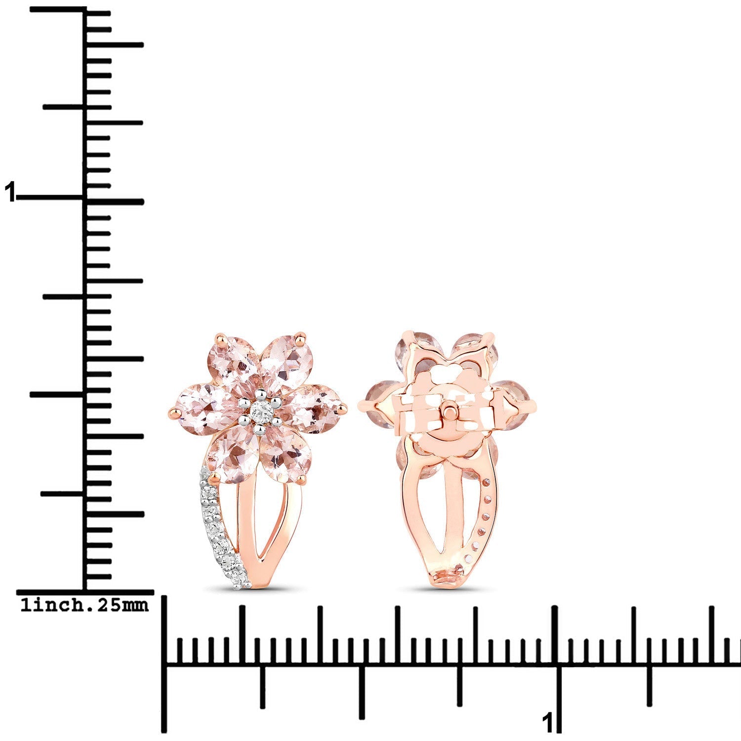 1.66 Carat Genuine Morganite and White Topaz .925 Sterling Silver Earrings  DestGlow