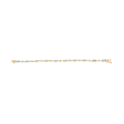 10K White and Yellow Gold 1.00 Cttw Diamond Oval Shaped Cluster Link Bracelet (I-J Color, SI2-I1 Clarity) - 7" Inches by Bids.com
