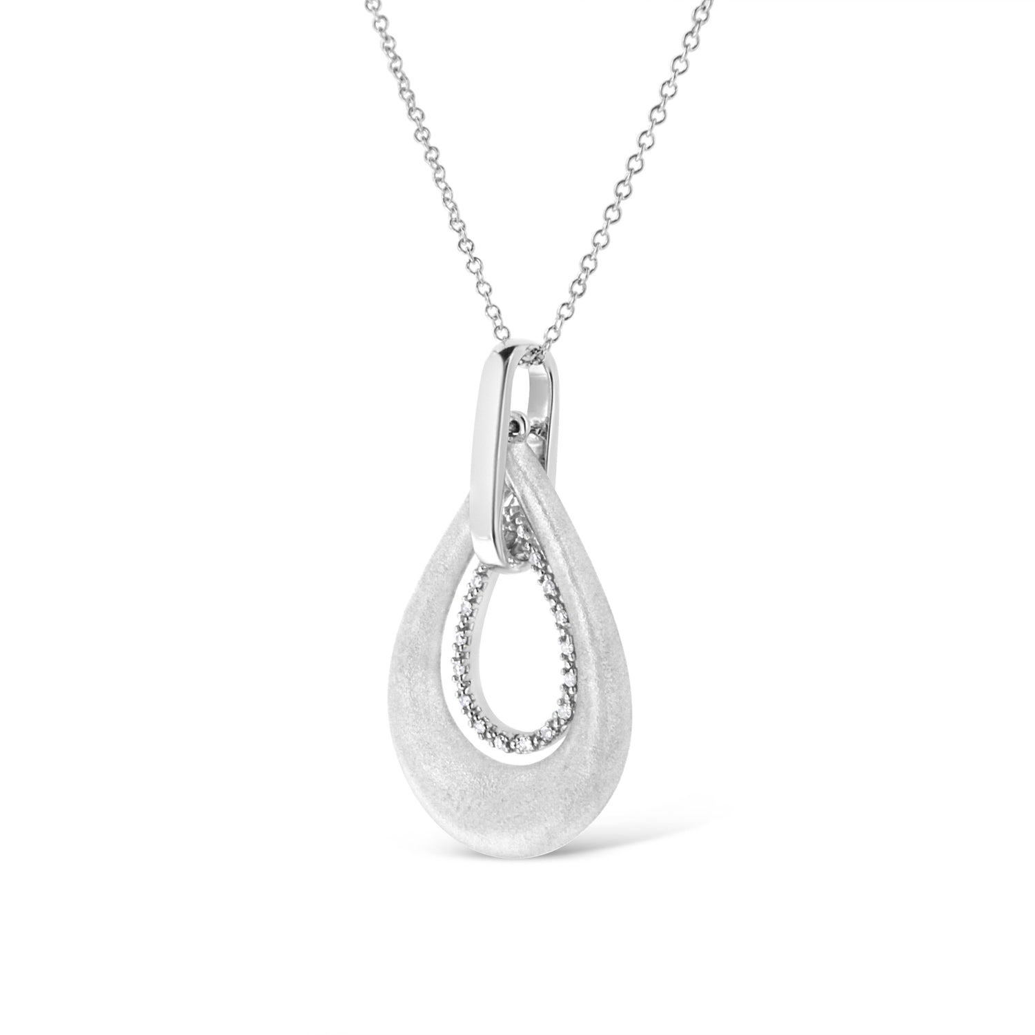.925 Sterling Silver Prong-Set Diamond Accent Fashion Double Drop Design 18" Pendant Necklace (I-J Color, I1-I2 Clarity) by Bids.com