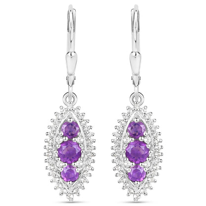 3.60 Carat Genuine Amethyst and White Topaz .925 Sterling Silver 3 Piece Jewelry Set (Ring, Earrings, and Pendant w/ Chain) by Bids.com