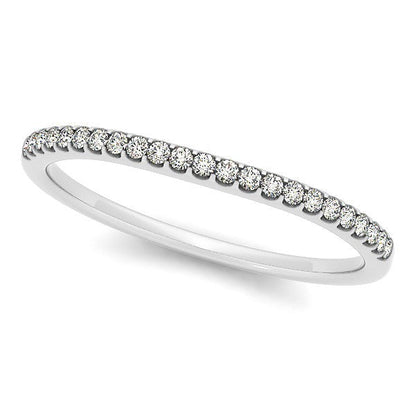 14k White Gold Scallop Setting Round Diamond Wedding Band (1/10 cttw) by Bids.com