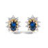 14K Yellow Gold 1/4 Cttw Diamond and Blue Sapphire Sunburst Halo Stud Earrings (K-L Color, I1-I2 Clarity) by Bids.com