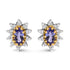 14K Yellow Gold 1/4 Cttw Diamond and Blue Purple Tanzanite Sunburst Halo Stud Earrings (K-L Color, I1-I2 Clarity) by Bids.com