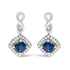 10K White Gold Blue Sapphire and Diamond Halo Cushion Shaped Drop Earrings (I-J Color, I1-I2 Clarity) by Bids.com