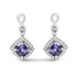 10K White Gold Blue Purple Tanzanite and Diamond Halo Cushion Shaped Drop Earrings (I-J Color, I1-I2 Clarity) by Bids.com