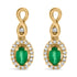 10K Yellow Gold Oval Cut Green Emerald 5x3 mm and 1/7 Cttw Round Diamond Dangle Earrings by Bids.com