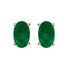 14K White Gold 5x3 MM Oval Green Emerald Solitaire Stud Earrings by Bids.com